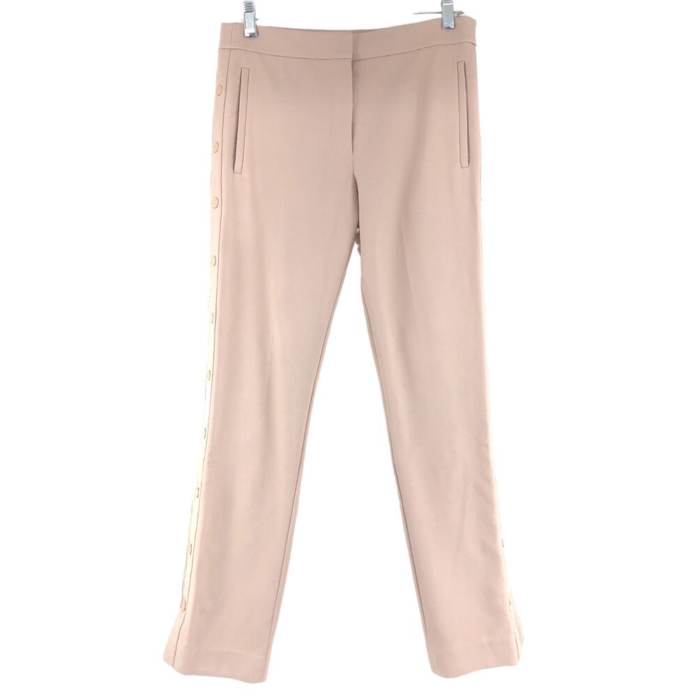 Tibi Womens Size 2 Anson Cropped Pant Button Split Cuff Ivory Stretch